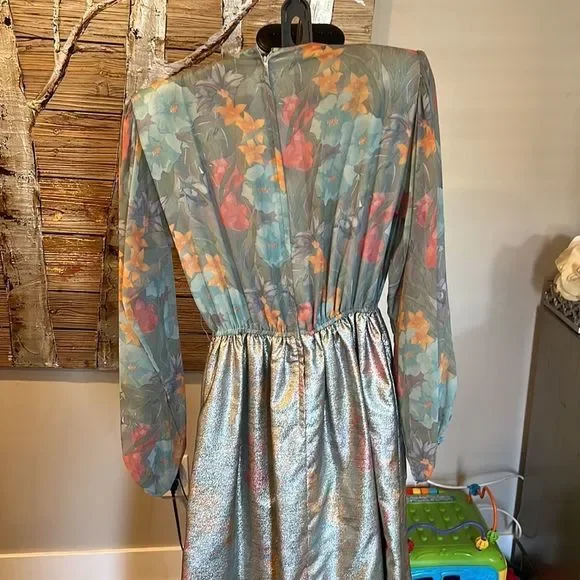 VTG William Pearson 70s Maxi Dress Size 8 Long balloon Sleeve flower Print funky - Picture 8 of 16